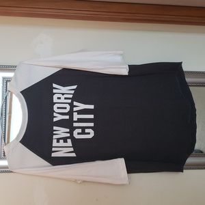 New York City Tshirt. 3/4 Sleeve. Never Worn.  Charcoal & White. XL.